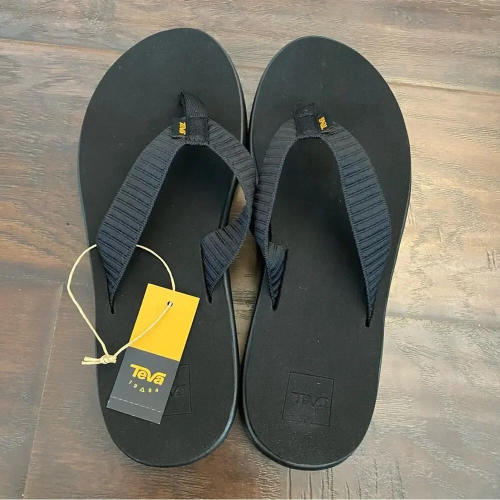 Teva Voya Flip Flop thong Sandals Bar Street Black Lightweight size 11
